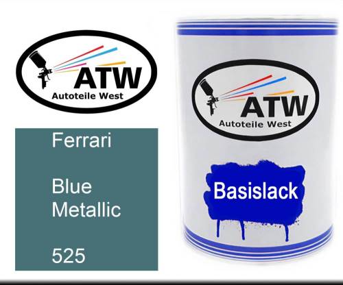 Ferrari, Blue Metallic, 525: 500ml Lackdose, von ATW Autoteile West.